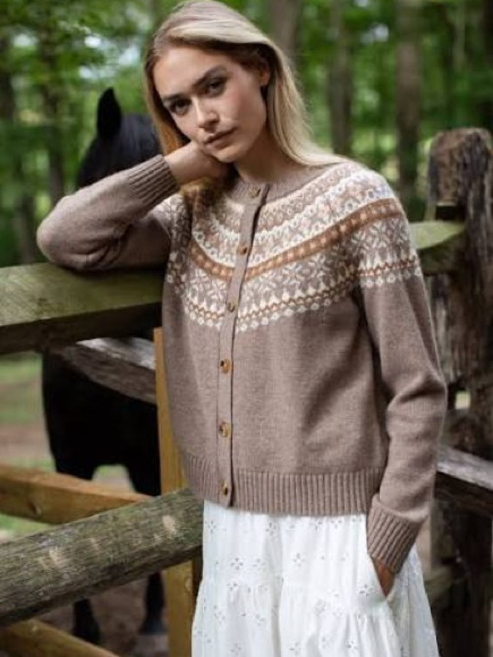 LOUISE FAIR ISLE CARDIGAN - OATMEAL -M